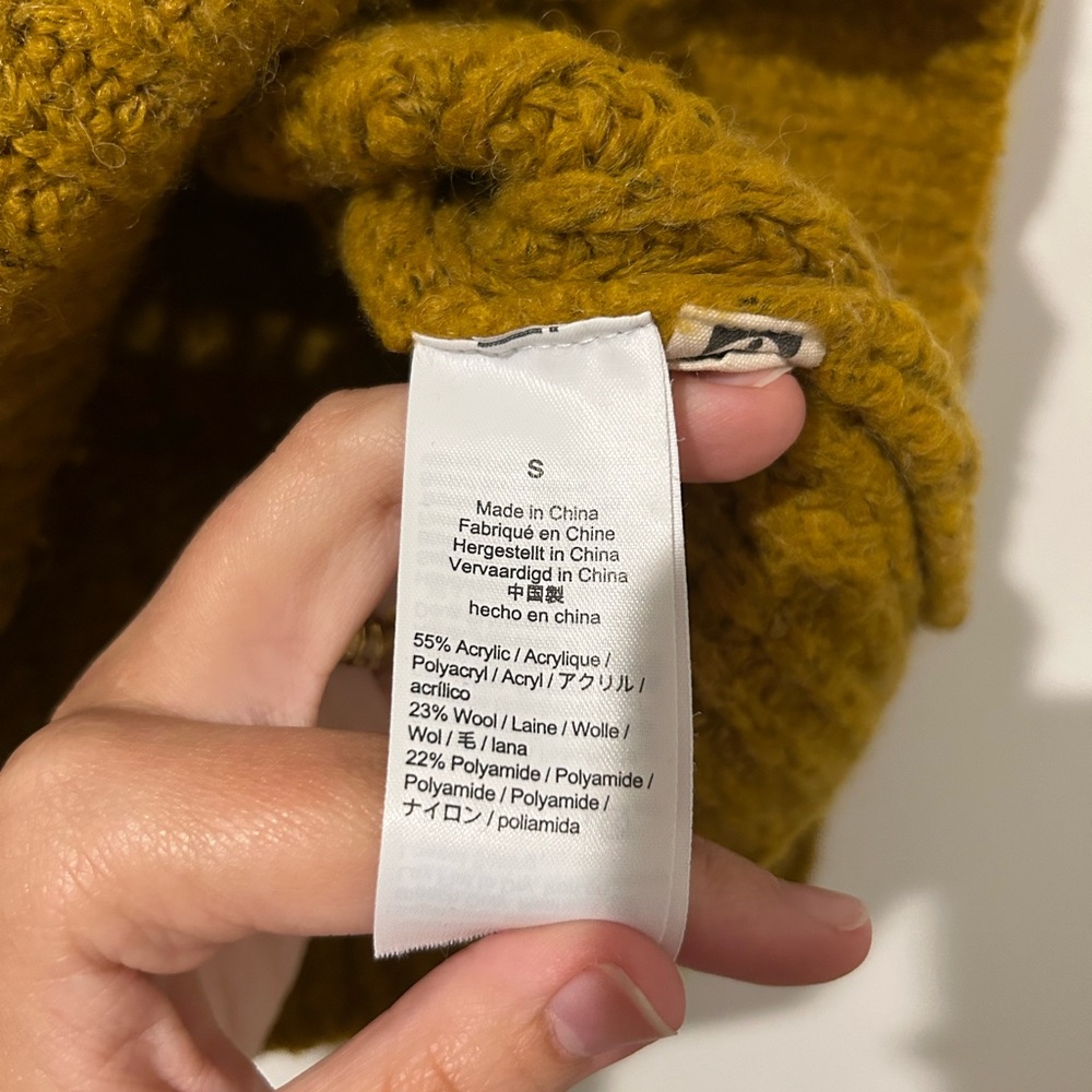 Madewell Mockneck Pullover Sweater Women’s Mustard Yellow Fall Winter Cropped - Picture 4 of 8
